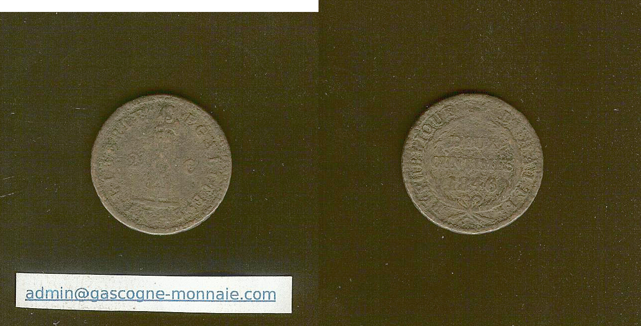 Haiti  2 centimes 1846 an 43 TB